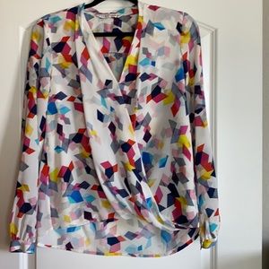 Trina Turk Silk multicolor geometric blouse